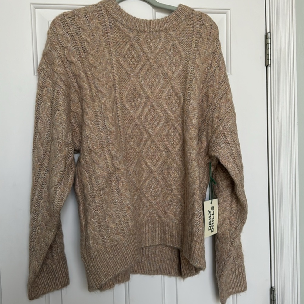 Daily Drills Tan Cable Knit Sweater - Picture 2 of 3